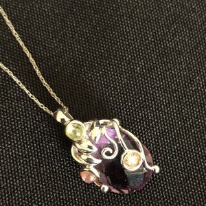 Amethyst and Sterling Silver Necklace Handcrafted